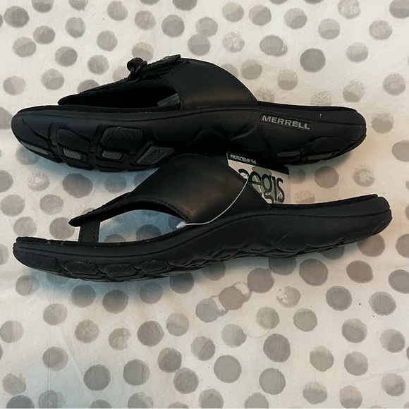 NWT Merrell Women’s Grace Black Leather Flip Sandals Size 6 - Picture 6 of 13